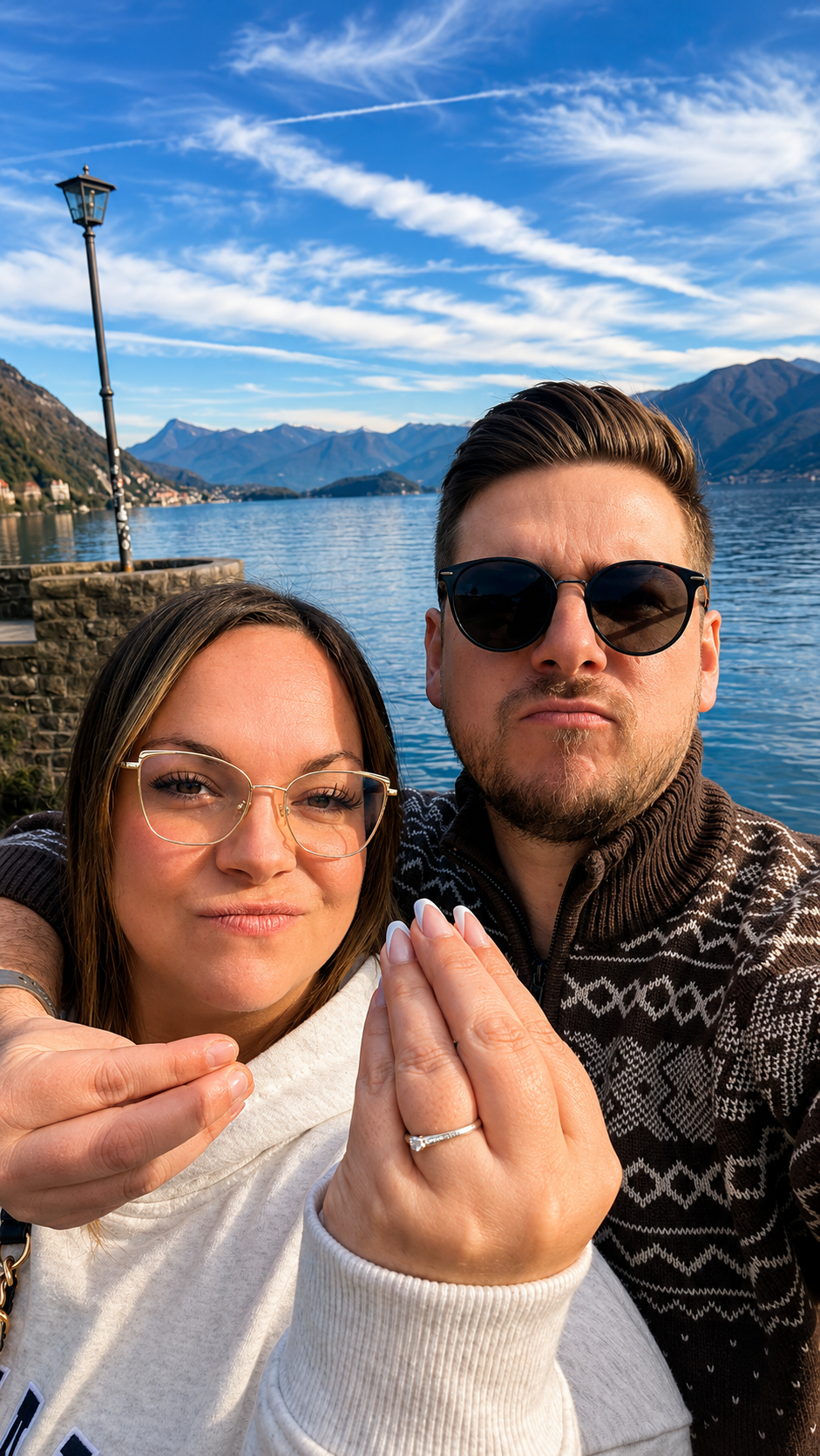 Jessica and Liam on the Lake Como waterfront